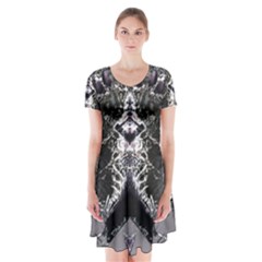 Alien Deco Short Sleeve V-neck Flare Dress by MRNStudios