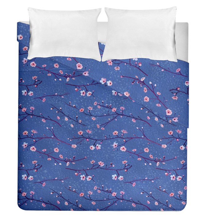 Branches With Peach Flowers Duvet Cover Double Side (Queen Size)