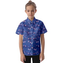 Branches With Peach Flowers Kids  Short Sleeve Shirt