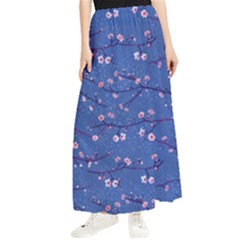 Branches With Peach Flowers Maxi Chiffon Skirt