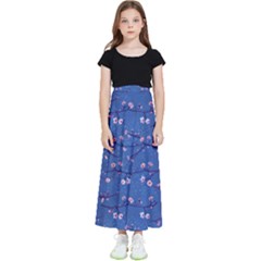 Branches With Peach Flowers Kids  Flared Maxi Skirt