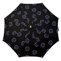 Purple Skulls On Dark Background Straight Umbrellas by SychEva