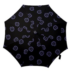 Purple Skulls On Dark Background Hook Handle Umbrellas (medium) by SychEva