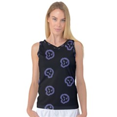 Purple Skulls On Dark Background Women s Basketball Tank Top by SychEva