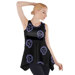 Purple Skulls On Dark Background Side Drop Tank Tunic by SychEva