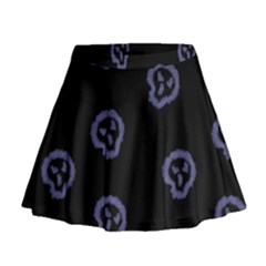 Purple Skulls On Dark Background Mini Flare Skirt by SychEva