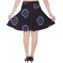 Purple Skulls On Dark Background Velvet High Waist Skirt View2