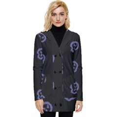 Purple Skulls On Dark Background Button Up Hooded Coat 