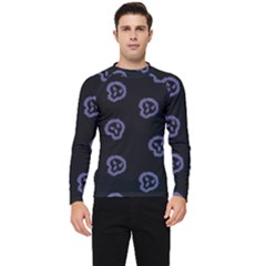 Purple Skulls On Dark Background Men s Long Sleeve Rash Guard