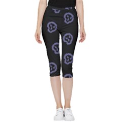 Purple Skulls On Dark Background Inside Out Lightweight Velour Capri Leggings 