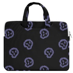 Purple Skulls On Dark Background Macbook Pro Double Pocket Laptop Bag (large)