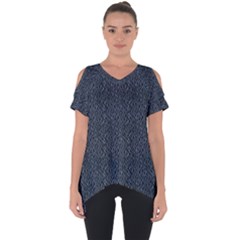 Blue Stripes On Dark Background Cut Out Side Drop Tee by SychEva