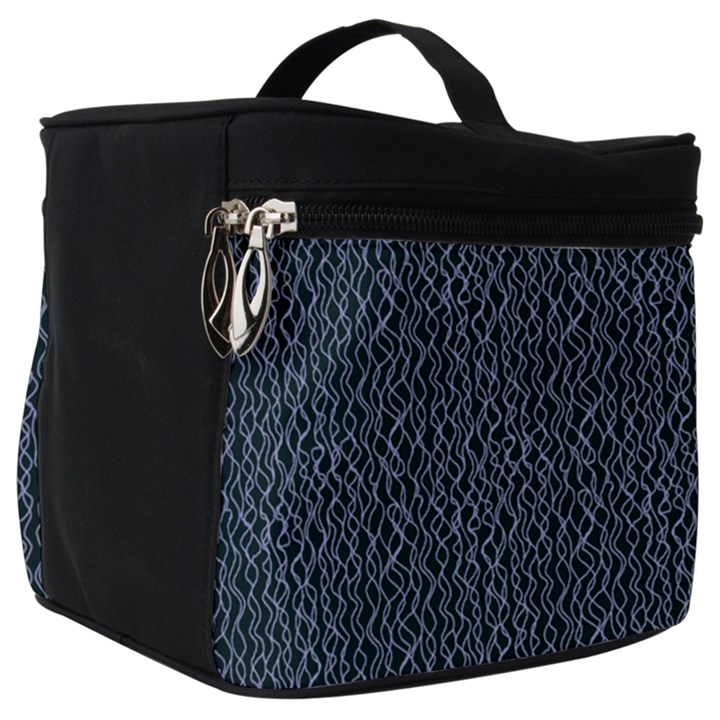 Blue Stripes On Dark Background Make Up Travel Bag (Big)