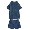 Blue Stripes On Dark Background Kids  Swim Tee and Shorts Set View2