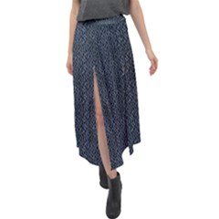 Blue Stripes On Dark Background Velour Split Maxi Skirt by SychEva