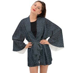 Blue Stripes On Dark Background Long Sleeve Kimono by SychEva