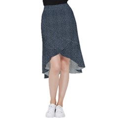 Blue Stripes On Dark Background Frill Hi Low Chiffon Skirt