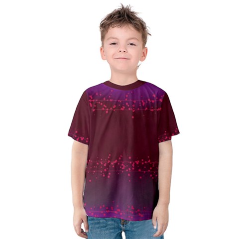 Red Splashes On Purple Background Kids  Cotton Tee by SychEva