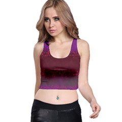 Red Splashes On Purple Background Racer Back Crop Top by SychEva