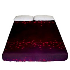 Red Splashes On Purple Background Fitted Sheet (queen Size) by SychEva