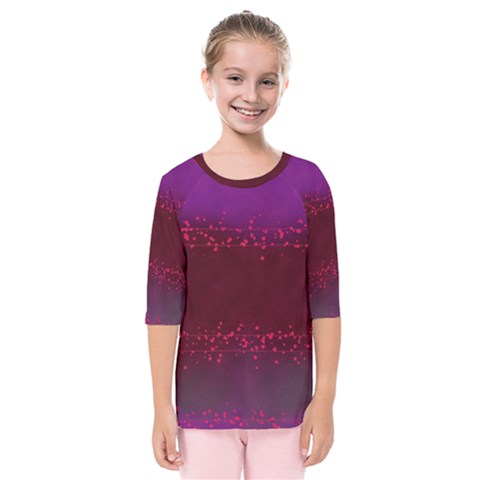 Red Splashes On Purple Background Kids  Quarter Sleeve Raglan Tee by SychEva