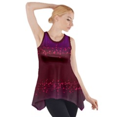 Red Splashes On Purple Background Side Drop Tank Tunic