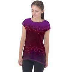 Red Splashes On Purple Background Cap Sleeve High Low Top by SychEva