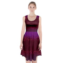 Red Splashes On Purple Background Racerback Midi Dress by SychEva