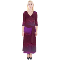 Red Splashes On Purple Background Quarter Sleeve Wrap Maxi Dress by SychEva