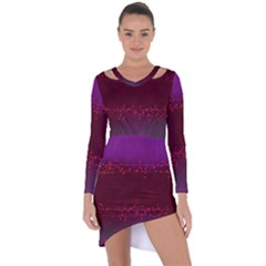 Red Splashes On Purple Background Asymmetric Cut-out Shift Dress by SychEva