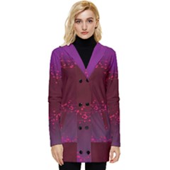 Red Splashes On Purple Background Button Up Hooded Coat  by SychEva