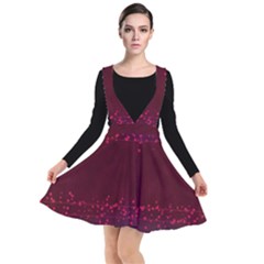 Red Splashes On Purple Background Plunge Pinafore Dress by SychEva