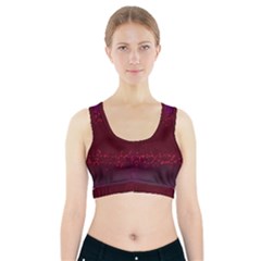 Red Splashes On Purple Background Sports Bra With Pocket by SychEva