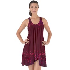 Red Splashes On Purple Background Show Some Back Chiffon Dress by SychEva