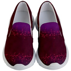 Red Splashes On Purple Background Kids Lightweight Slip Ons by SychEva