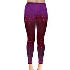 Red Splashes On Purple Background Inside Out Leggings by SychEva