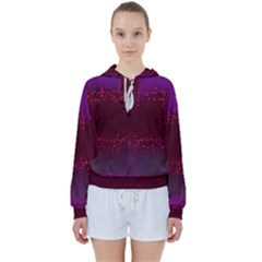 Red Splashes On Purple Background Women s Tie Up Sweat by SychEva