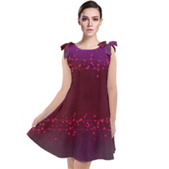 Red Splashes On Purple Background Tie Up Tunic Dress by SychEva