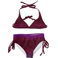 Red Splashes On Purple Background Kids  Classic Bikini Set by SychEva