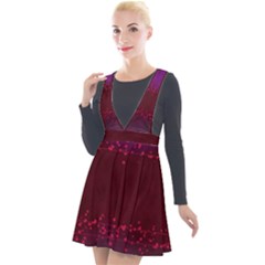 Red Splashes On Purple Background Plunge Pinafore Velour Dress by SychEva