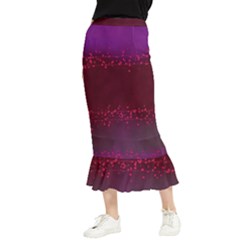 Red Splashes On Purple Background Maxi Fishtail Chiffon Skirt by SychEva