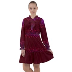 Red Splashes On Purple Background All Frills Chiffon Dress by SychEva