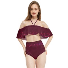 Red Splashes On Purple Background Halter Flowy Bikini Set  by SychEva