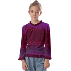 Red Splashes On Purple Background Kids  Frill Detail Tee