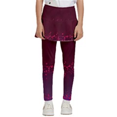 Red Splashes On Purple Background Kids  Skirted Pants by SychEva