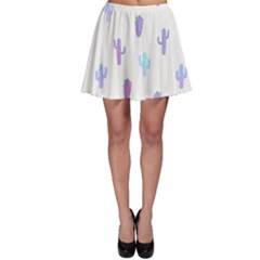 Purple And Blue Cacti Skater Skirt by SychEva