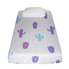 Purple And Blue Cacti Fitted Sheet (single Size) by SychEva