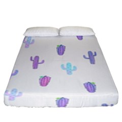 Purple And Blue Cacti Fitted Sheet (king Size) by SychEva