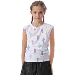 Purple And Blue Cacti Kids  Raglan Cap Sleeve Tee