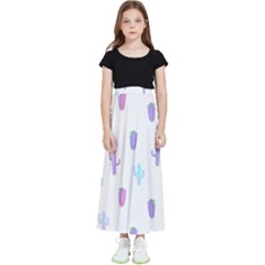 Purple And Blue Cacti Kids  Flared Maxi Skirt